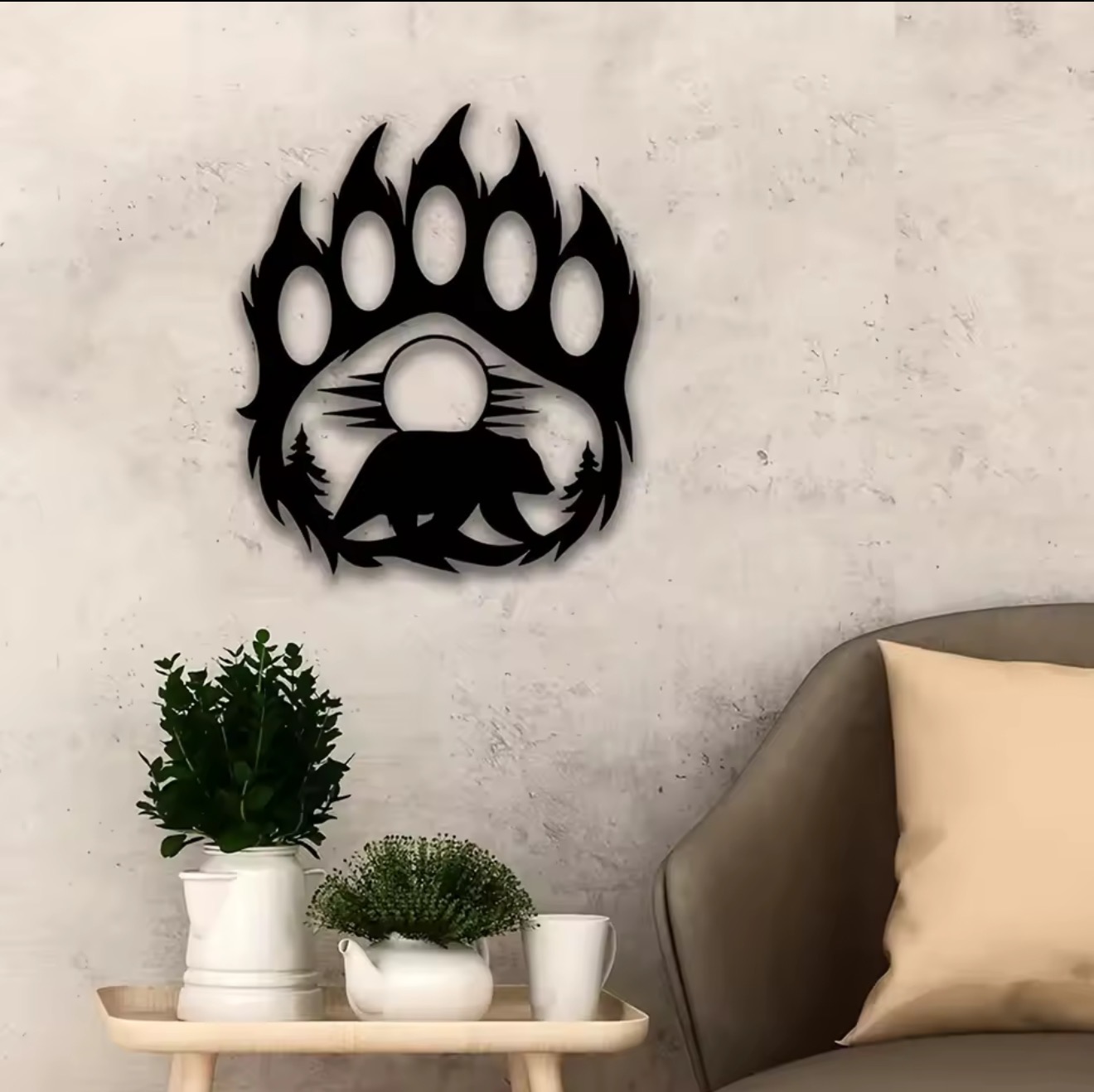 Rustic Metal Bear Paw Wall Art - Hunting Outdoor Decor recension och pris